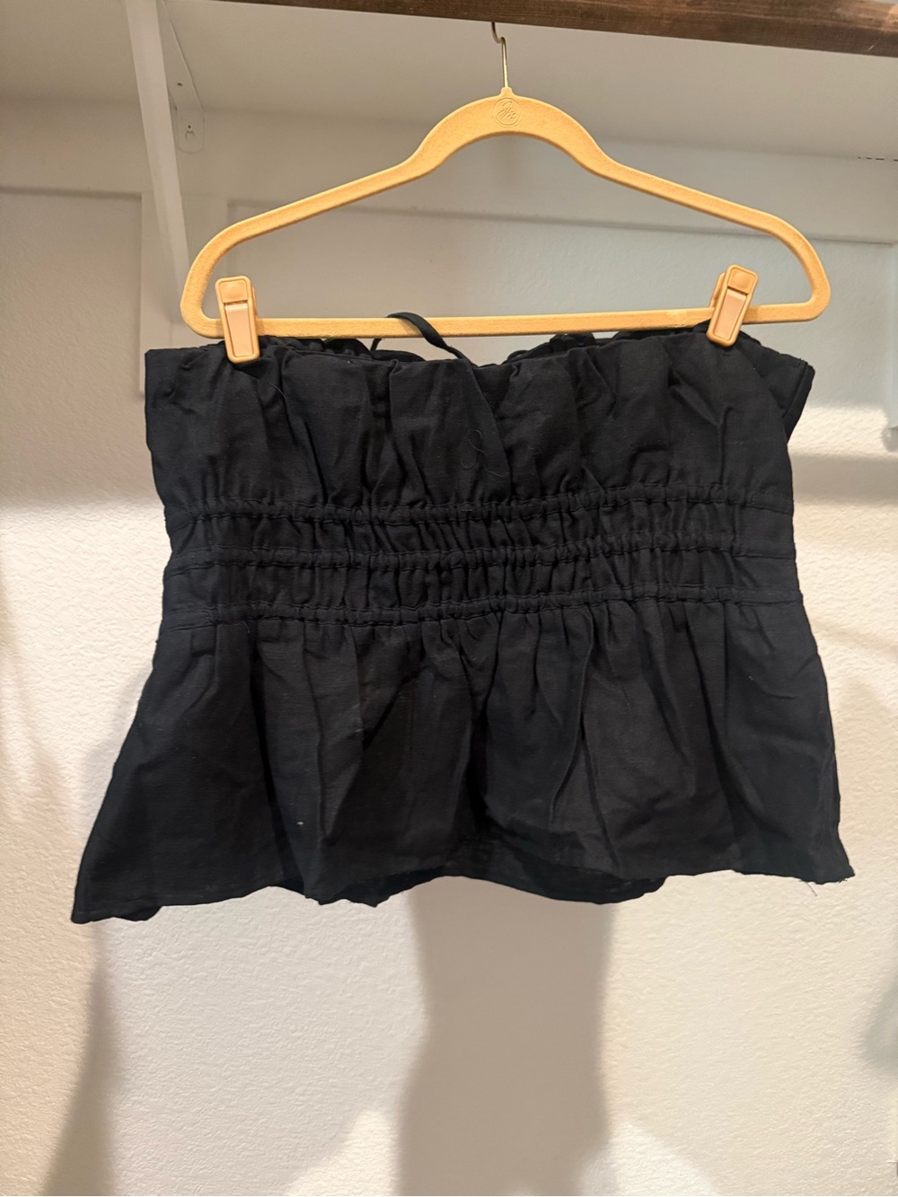 Anthropologie Strapless Smocked Peplum Top in Black - Picture 3 of 6